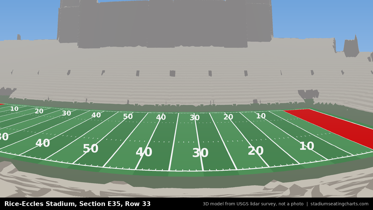 View from Rice-Eccles Stadium Section E35, Row 33, looking toward the field