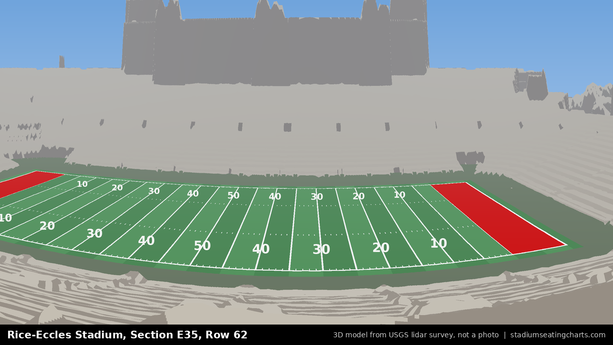 View from Rice-Eccles Stadium Section E35, Row 62, looking toward the field