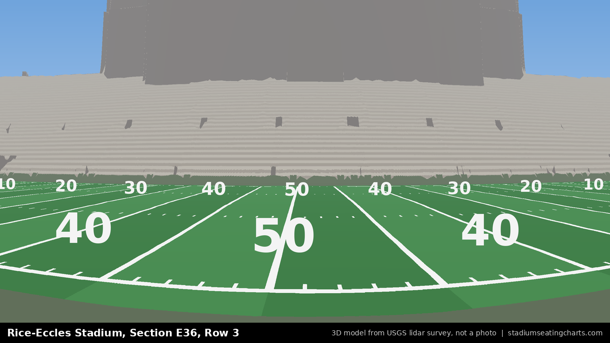View from Rice-Eccles Stadium Section E36, Row 3, looking toward the field