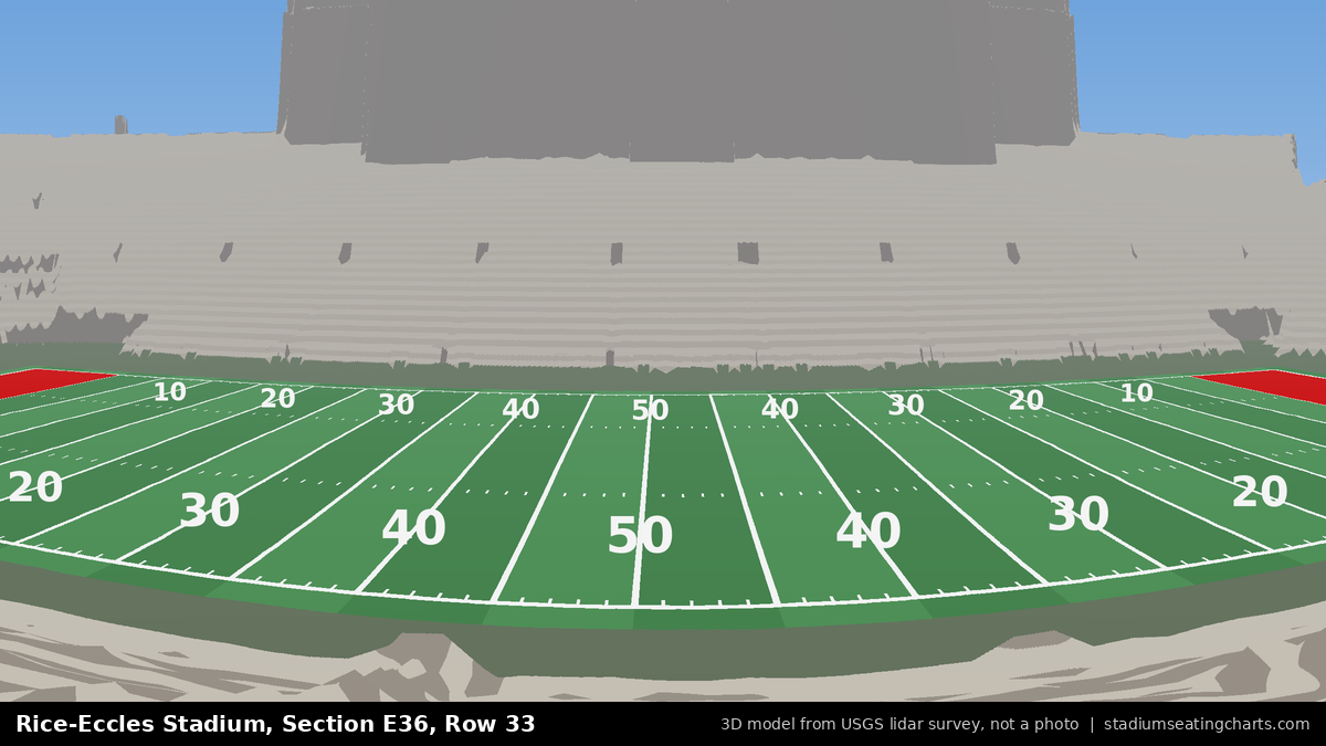 View from Rice-Eccles Stadium Section E36, Row 33, looking toward the field