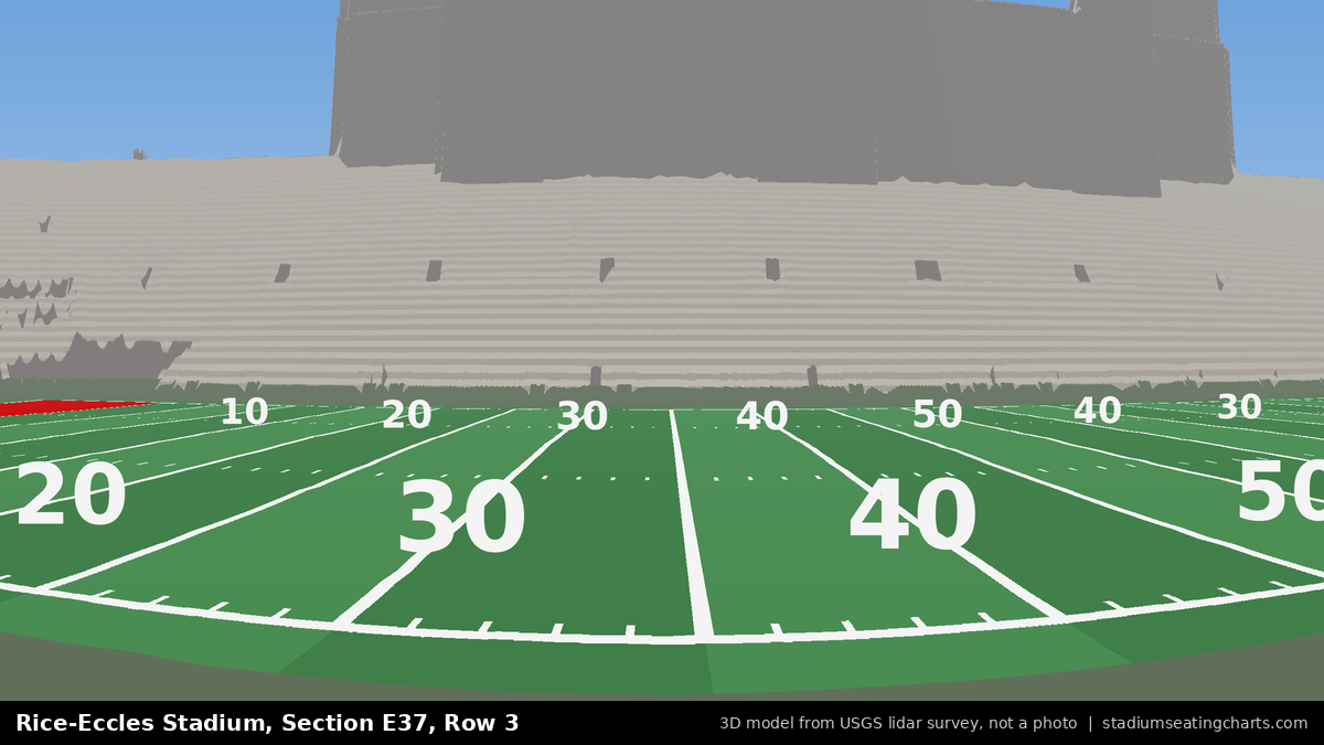 View from Rice-Eccles Stadium Section E37, Row 3, looking toward the field