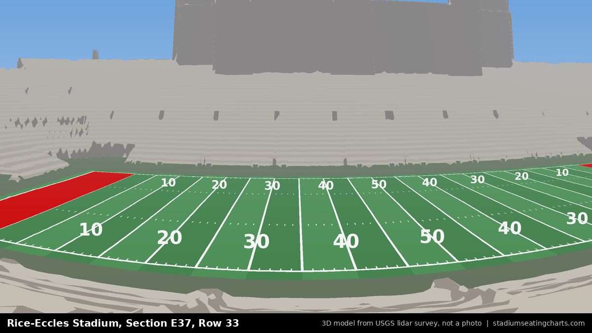 View from Rice-Eccles Stadium Section E37, Row 33, looking toward the field