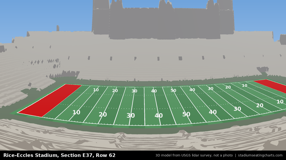 View from Rice-Eccles Stadium Section E37, Row 62, looking toward the field