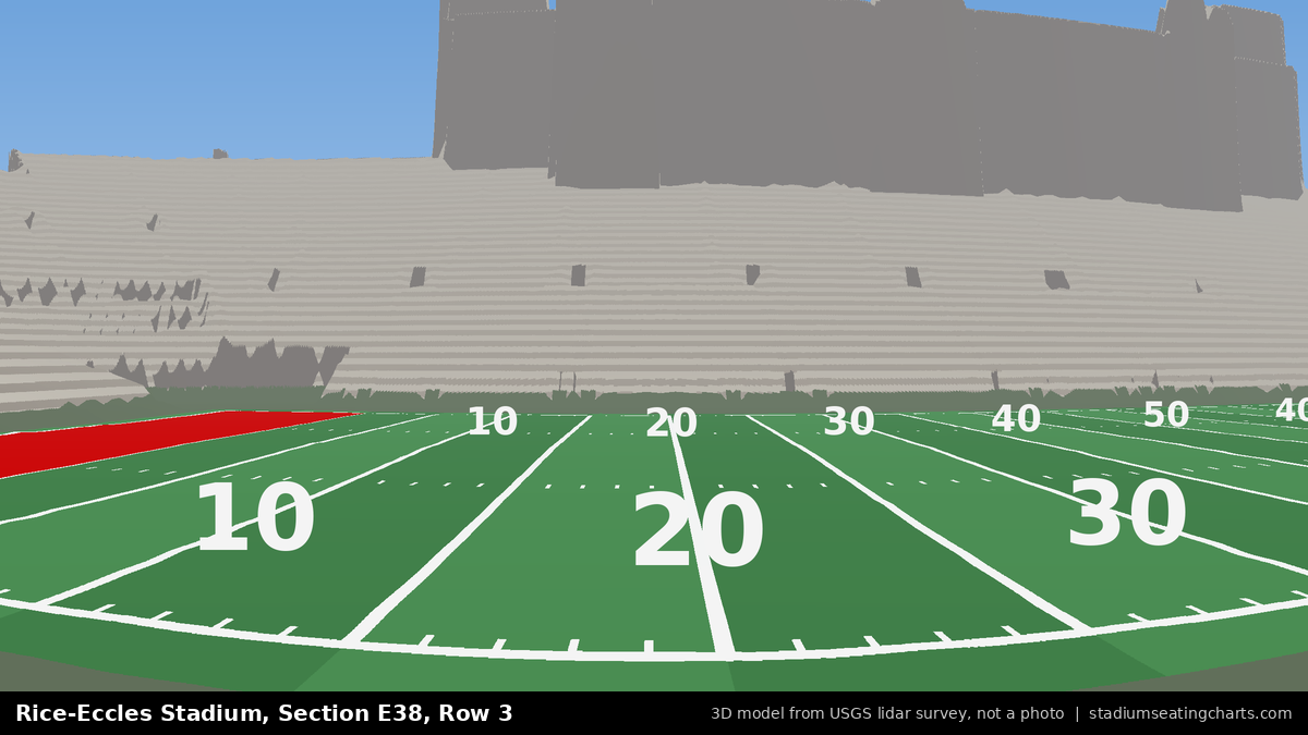 View from Rice-Eccles Stadium Section E38, Row 3, looking toward the field