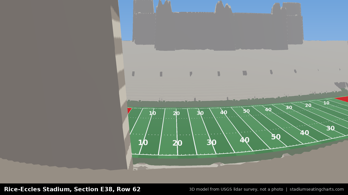 View from Rice-Eccles Stadium Section E38, Row 62, looking toward the field