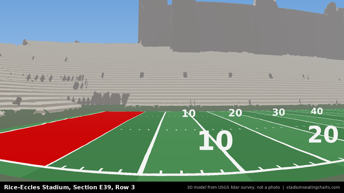 View from Rice-Eccles Stadium Section E39, Row 3, looking toward the field