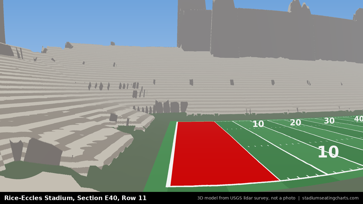 View from Rice-Eccles Stadium Section E40, Row 11, looking toward the field
