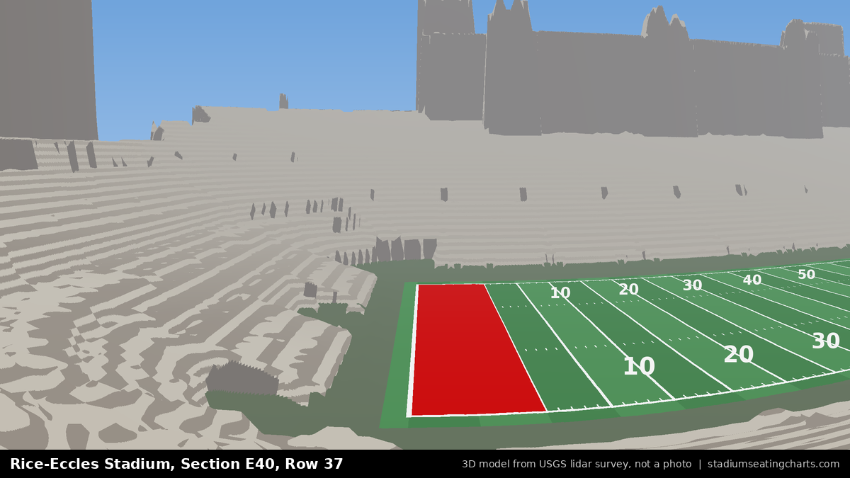 View from Rice-Eccles Stadium Section E40, Row 37, looking toward the field
