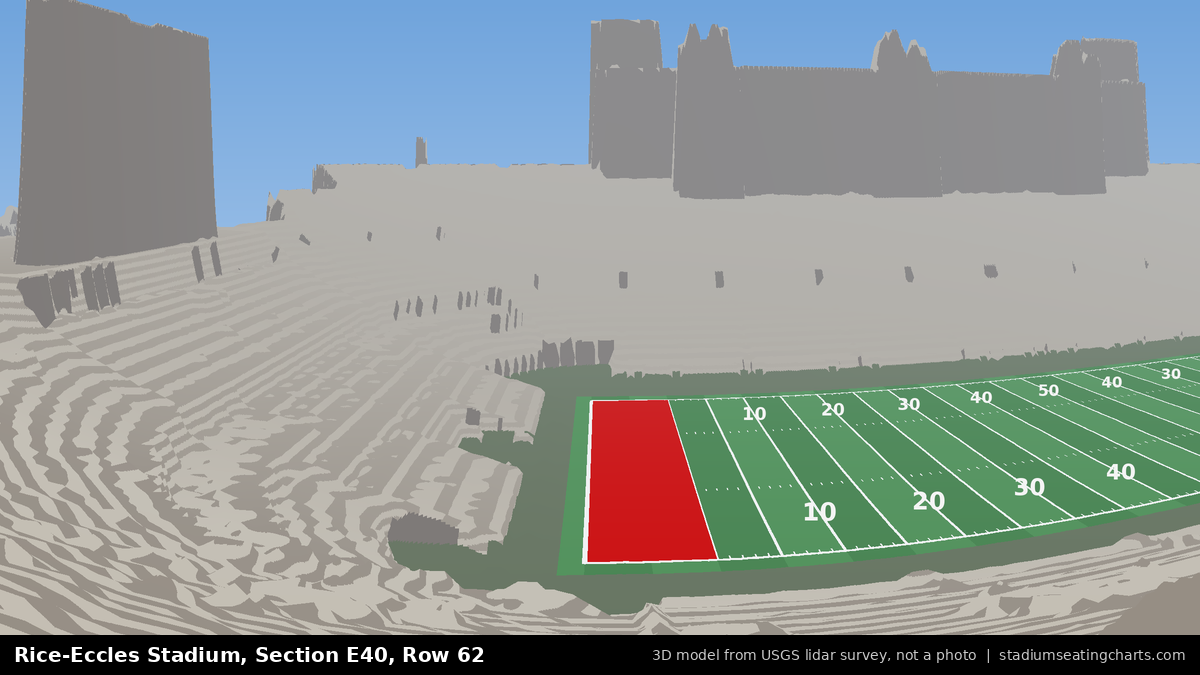 View from Rice-Eccles Stadium Section E40, Row 62, looking toward the field
