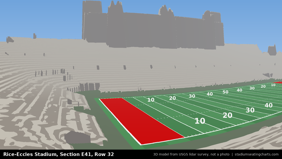 View from Rice-Eccles Stadium Section E41, Row 32, looking toward the field