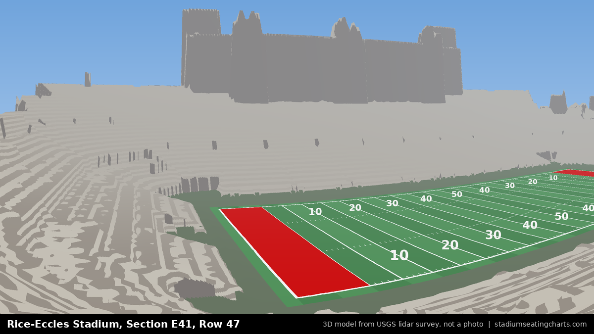 View from Rice-Eccles Stadium Section E41, Row 47, looking toward the field