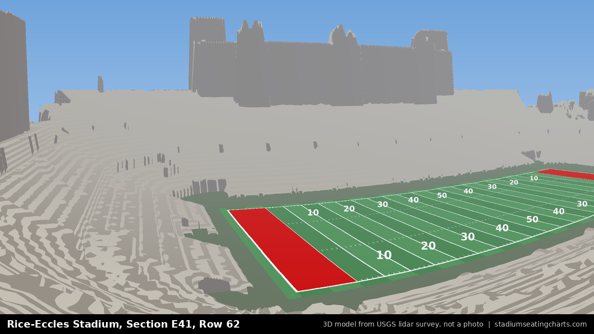 View from Rice-Eccles Stadium Section E41, Row 62, looking toward the field