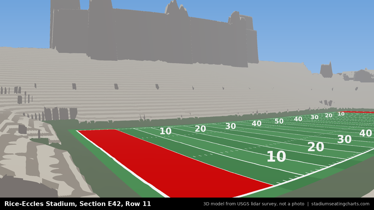 View from Rice-Eccles Stadium Section E42, Row 11, looking toward the field
