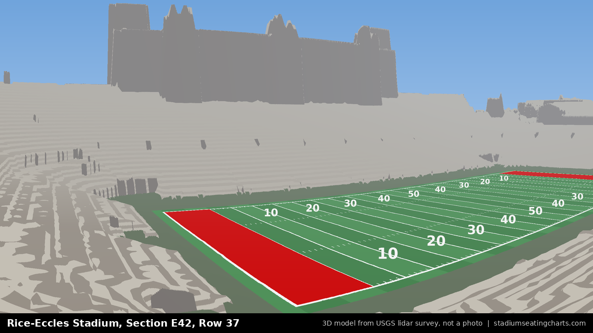View from Rice-Eccles Stadium Section E42, Row 37, looking toward the field