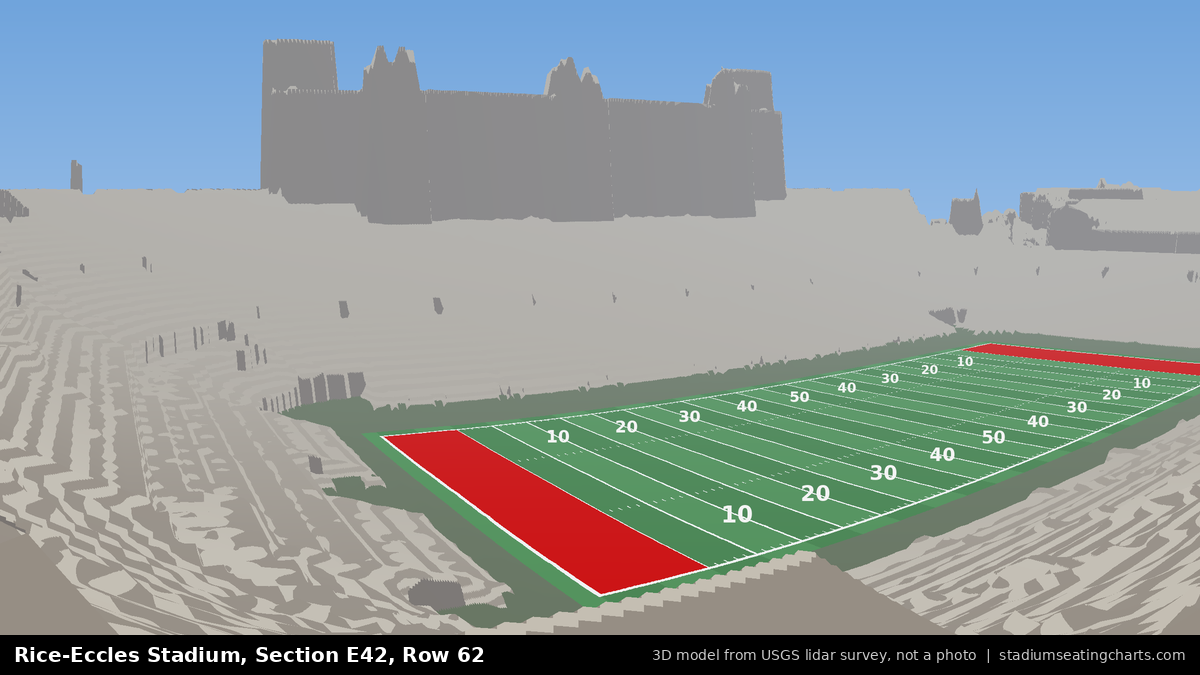 View from Rice-Eccles Stadium Section E42, Row 62, looking toward the field