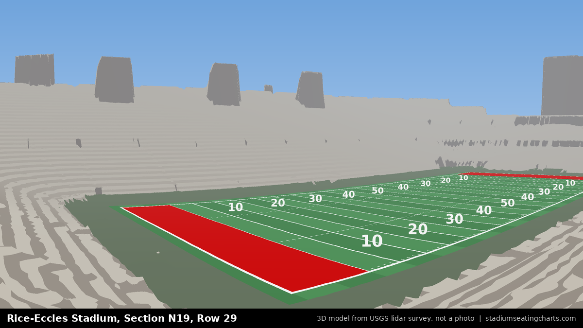 View from Rice-Eccles Stadium Section N19, Row 29, looking toward the field
