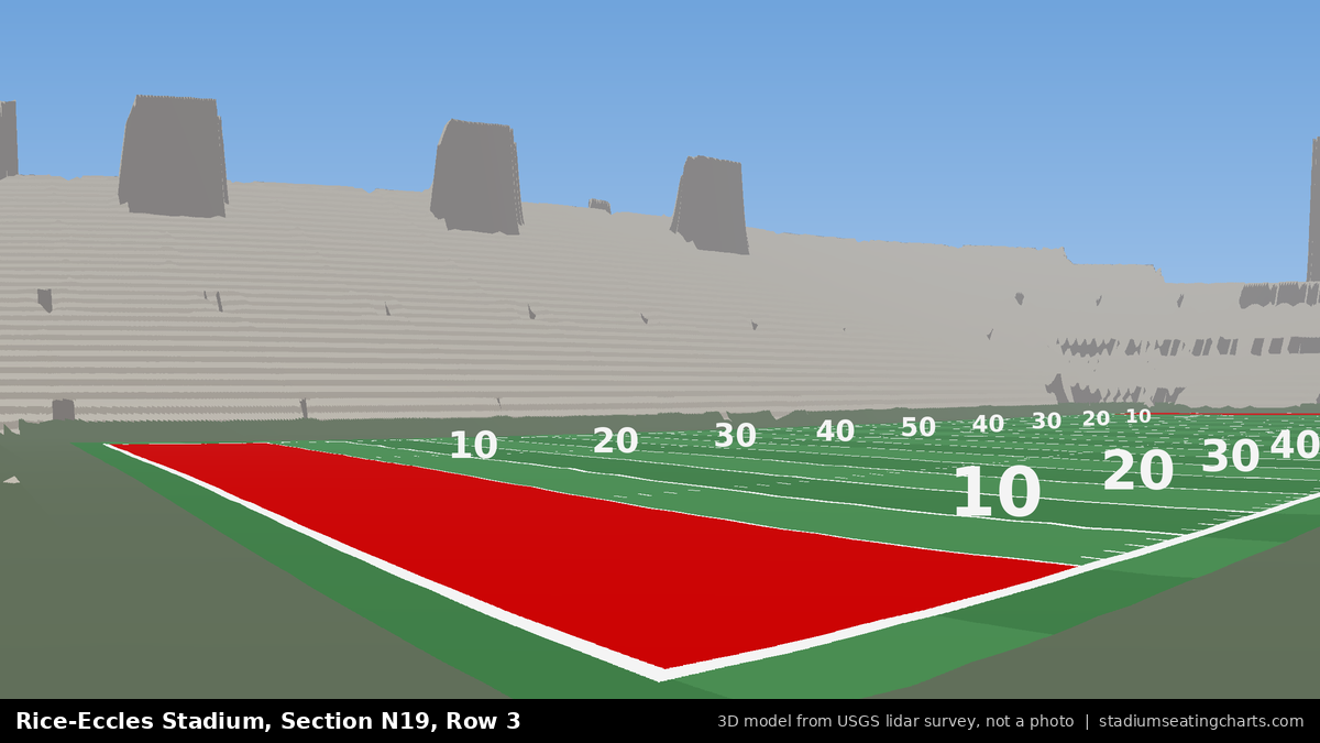 View from Rice-Eccles Stadium Section N19, Row 3, looking toward the field