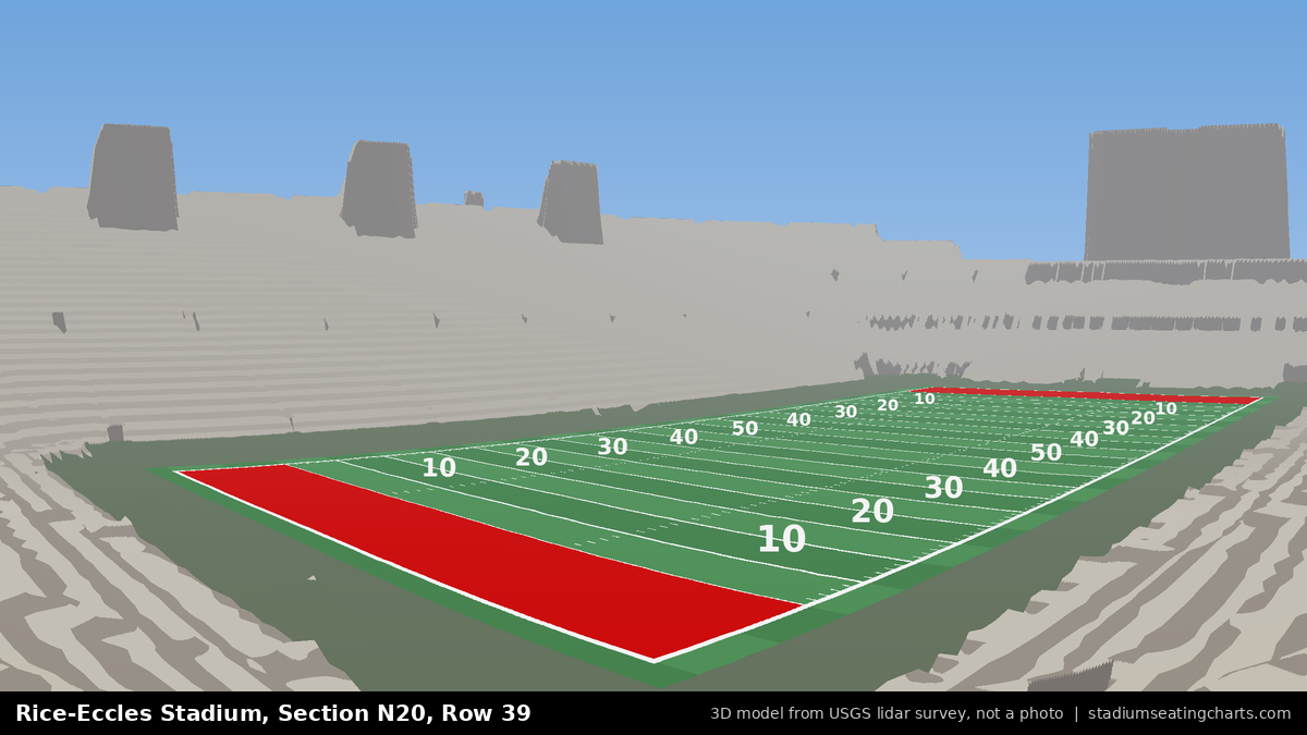 View from Rice-Eccles Stadium Section N20, Row 39, looking toward the field