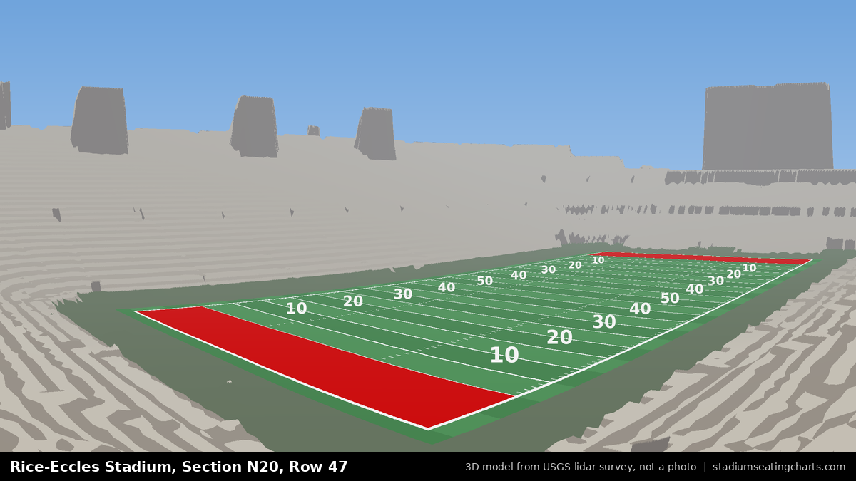 View from Rice-Eccles Stadium Section N20, Row 47, looking toward the field