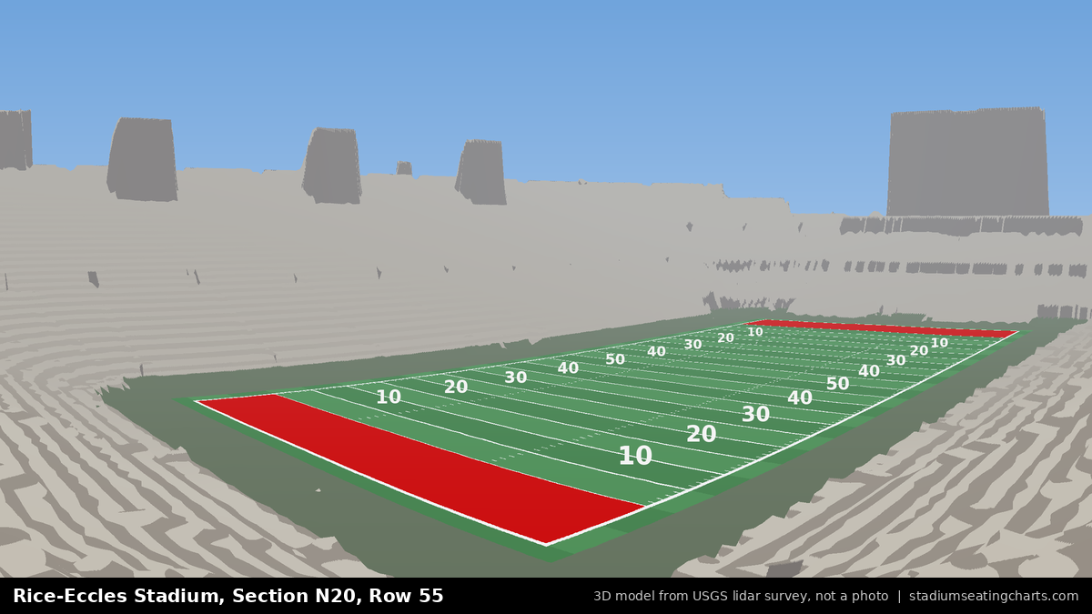 View from Rice-Eccles Stadium Section N20, Row 55, looking toward the field