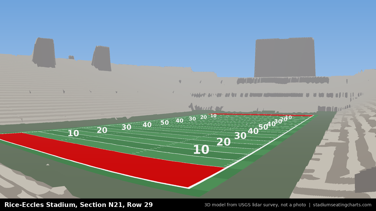 View from Rice-Eccles Stadium Section N21, Row 29, looking toward the field