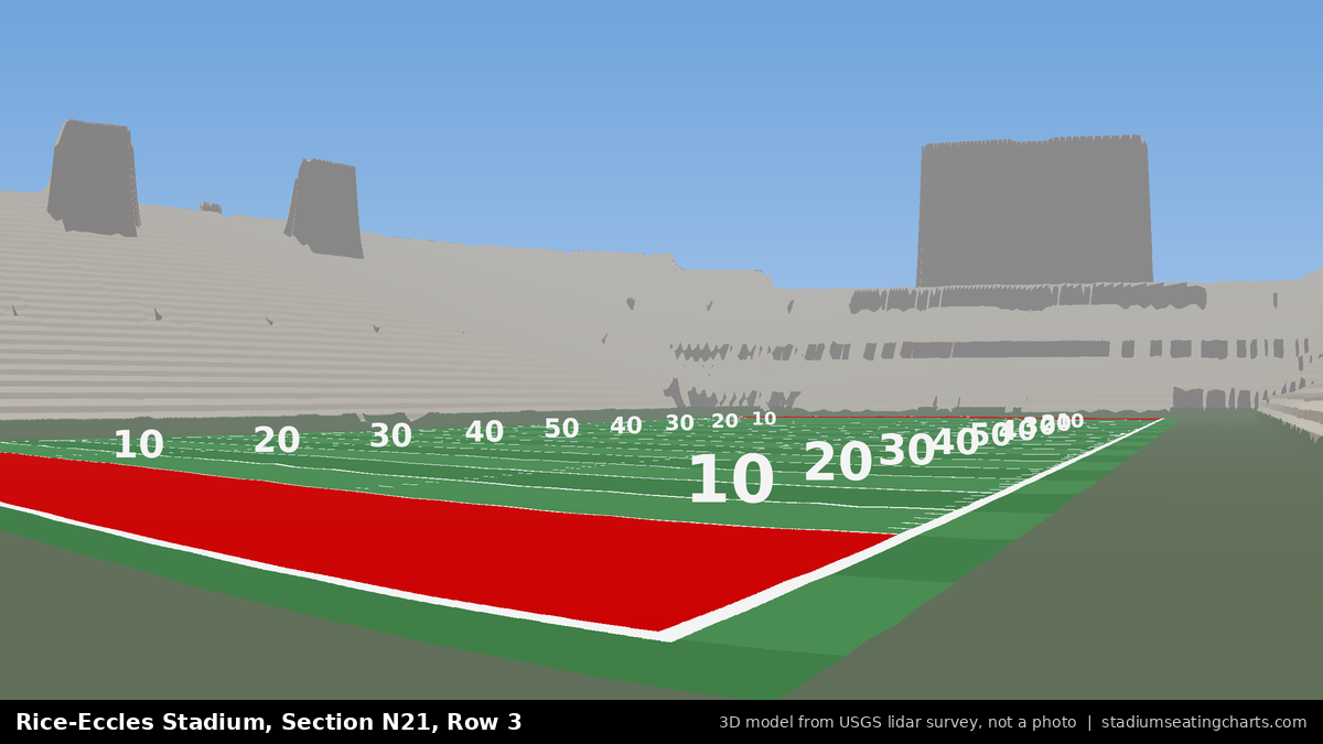 View from Rice-Eccles Stadium Section N21, Row 3, looking toward the field