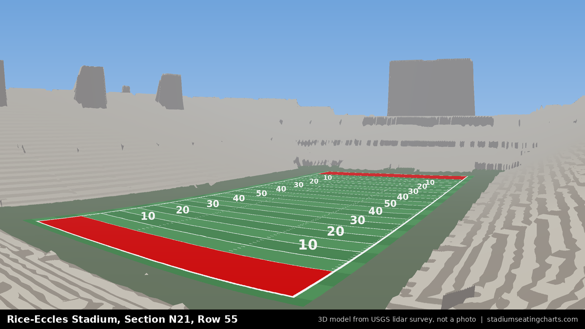 View from Rice-Eccles Stadium Section N21, Row 55, looking toward the field