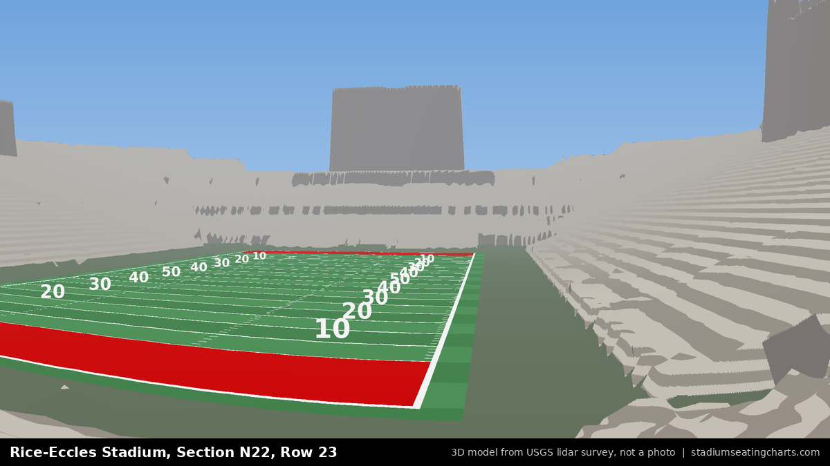 View from Rice-Eccles Stadium Section N22, Row 23, looking toward the field