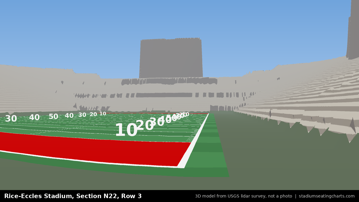 View from Rice-Eccles Stadium Section N22, Row 3, looking toward the field