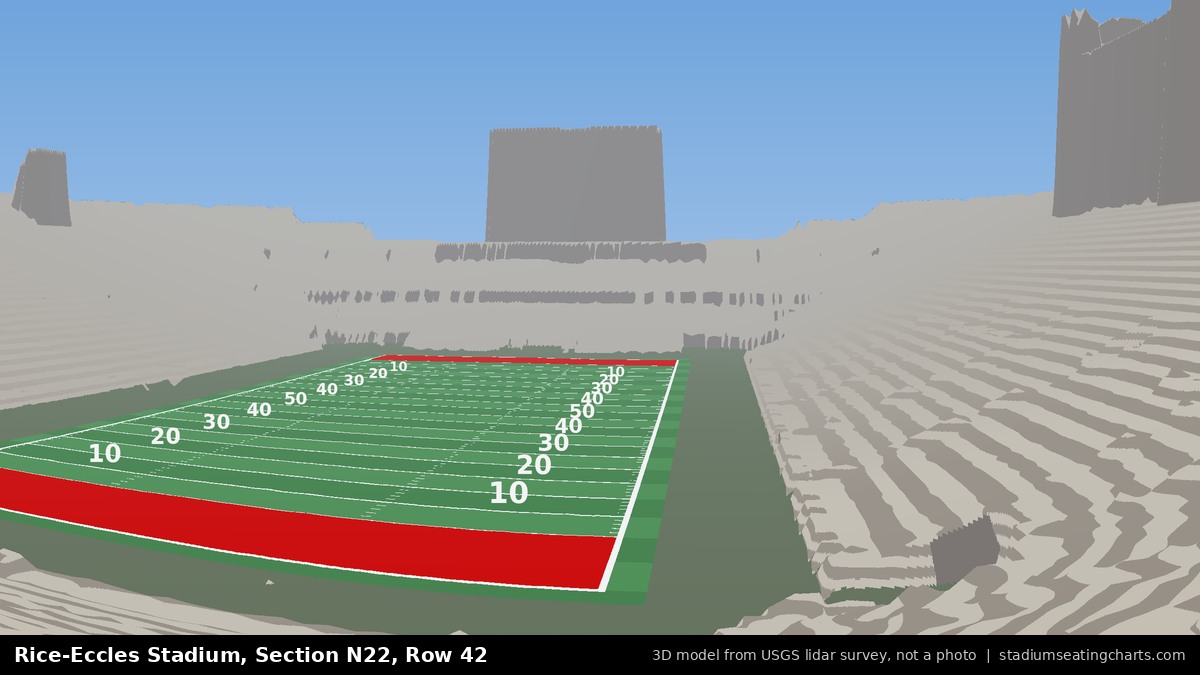 View from Rice-Eccles Stadium Section N22, Row 42, looking toward the field