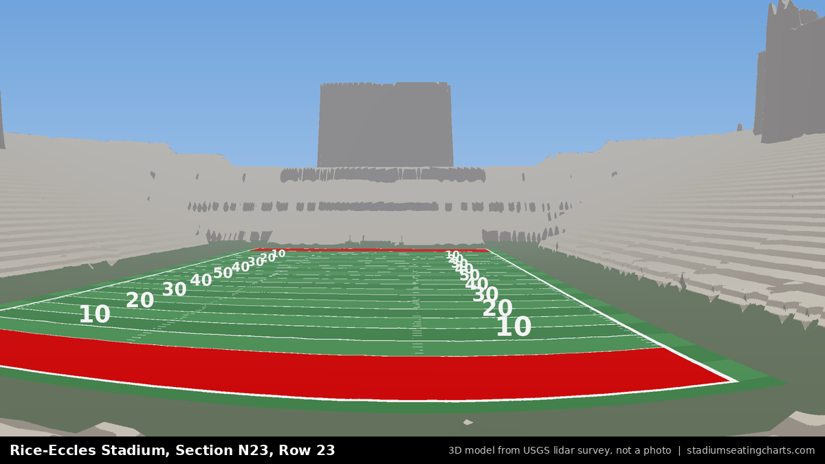 View from Rice-Eccles Stadium Section N23, Row 23, looking toward the field