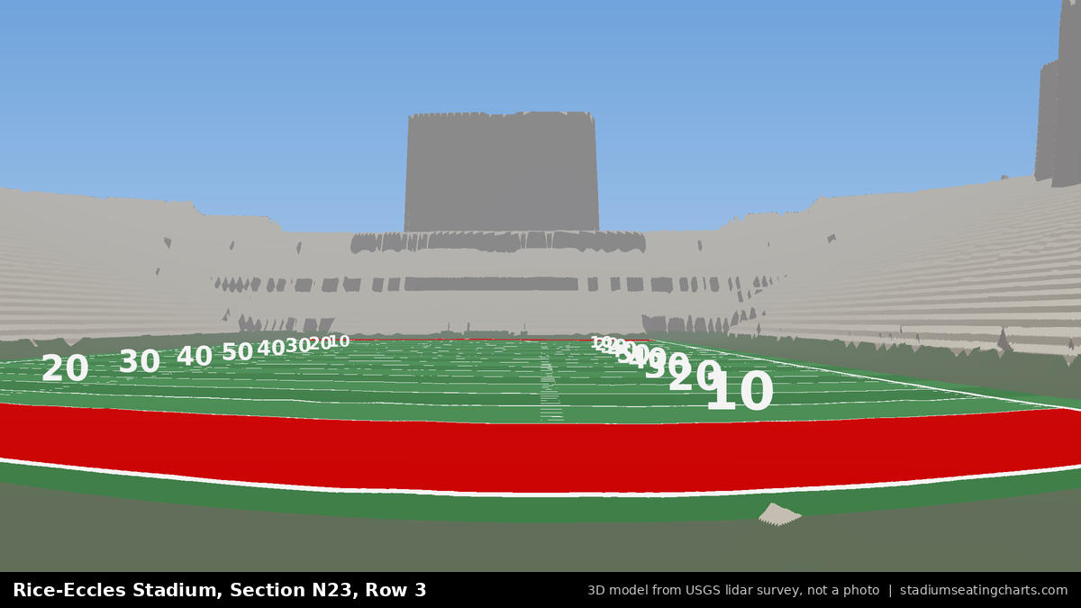 View from Rice-Eccles Stadium Section N23, Row 3, looking toward the field