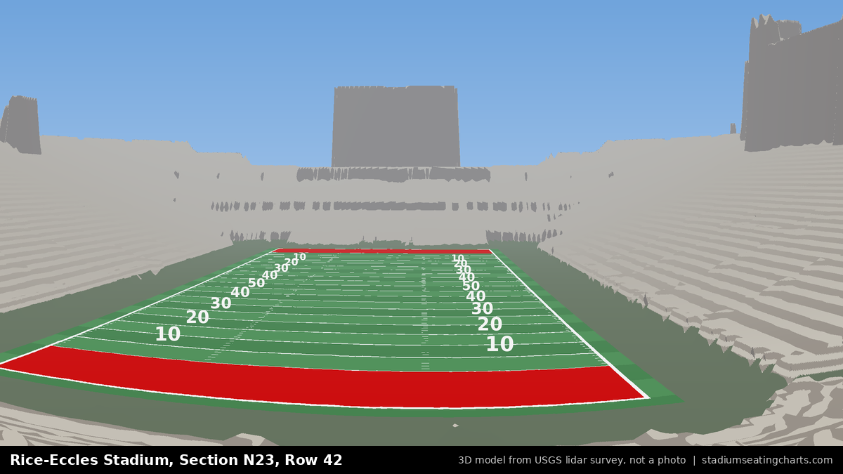 View from Rice-Eccles Stadium Section N23, Row 42, looking toward the field