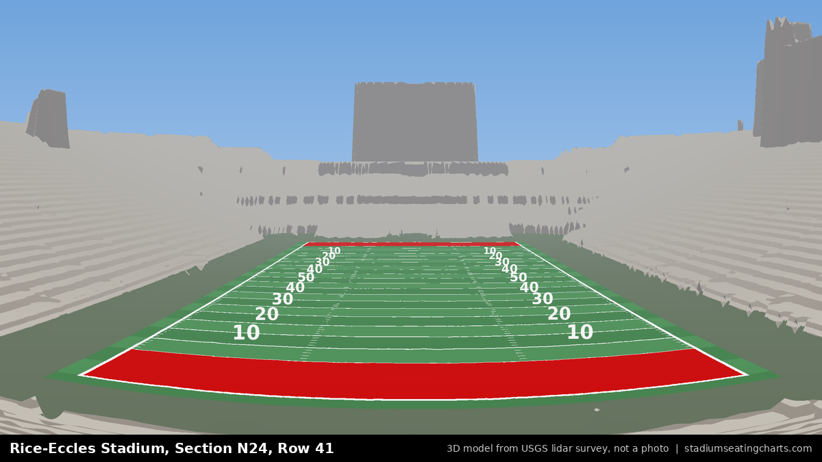 View from Rice-Eccles Stadium Section N24, Row 41, looking toward the field