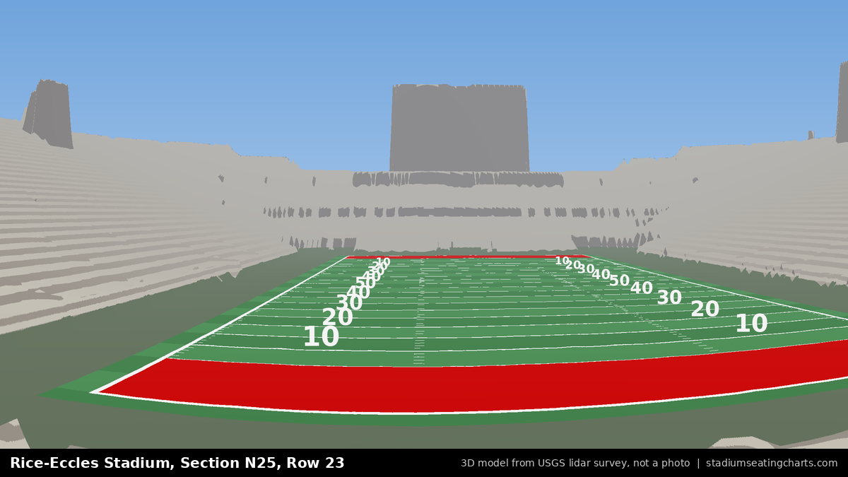 View from Rice-Eccles Stadium Section N25, Row 23, looking toward the field