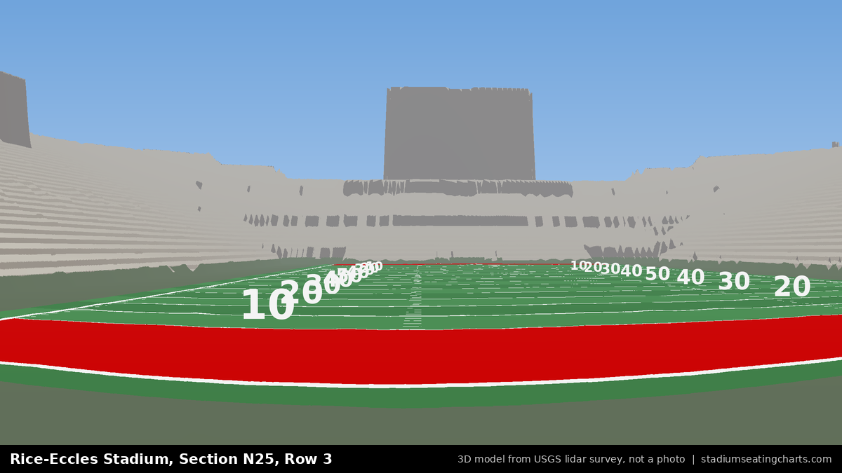 View from Rice-Eccles Stadium Section N25, Row 3, looking toward the field