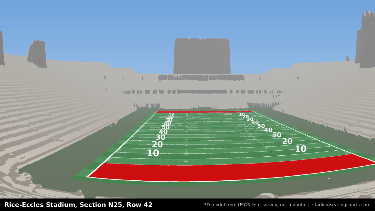 View from Rice-Eccles Stadium Section N25, Row 42, looking toward the field
