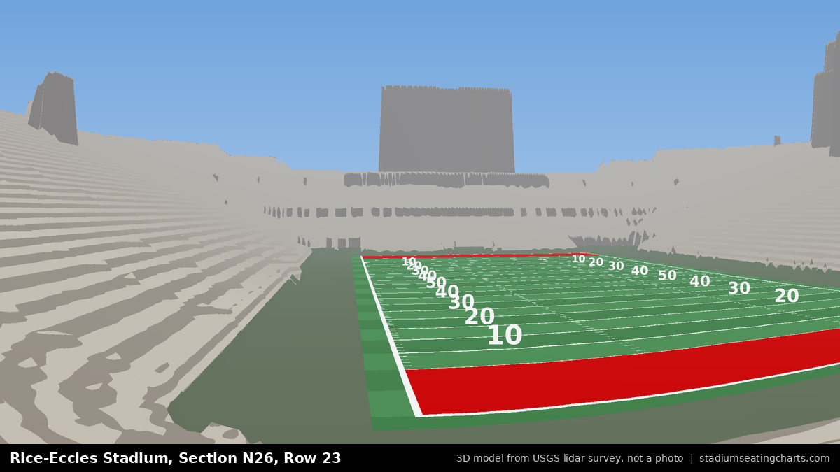 View from Rice-Eccles Stadium Section N26, Row 23, looking toward the field