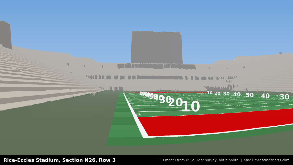 View from Rice-Eccles Stadium Section N26, Row 3, looking toward the field