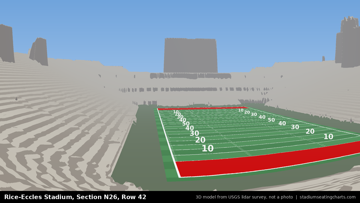 View from Rice-Eccles Stadium Section N26, Row 42, looking toward the field