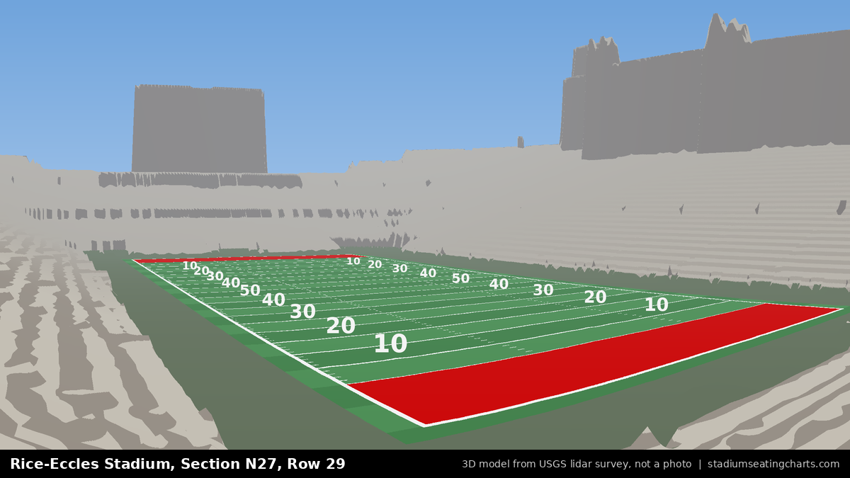 View from Rice-Eccles Stadium Section N27, Row 29, looking toward the field