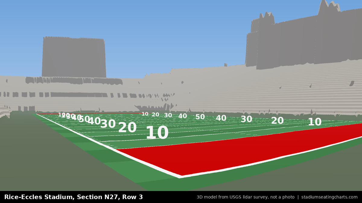 View from Rice-Eccles Stadium Section N27, Row 3, looking toward the field