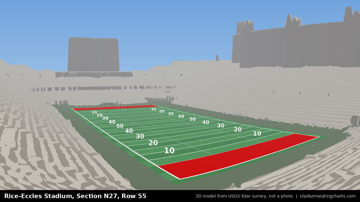 View from Rice-Eccles Stadium Section N27, Row 55, looking toward the field