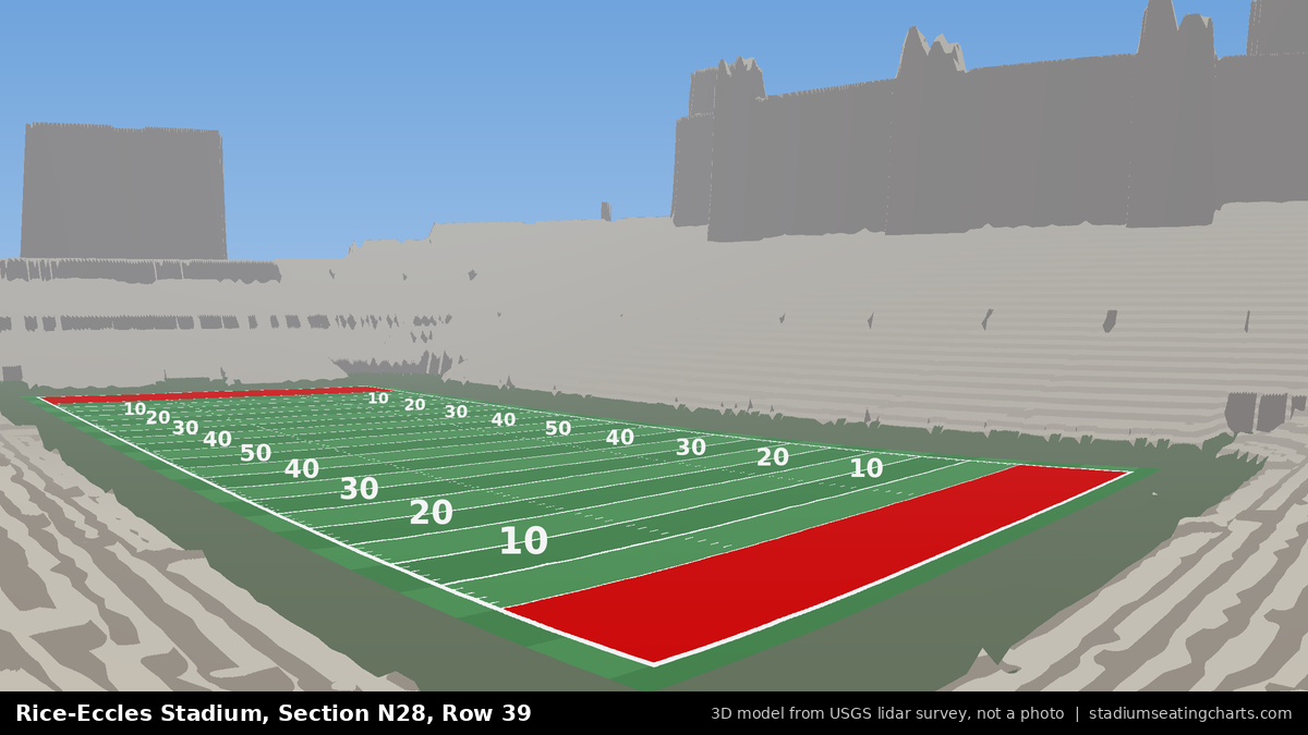 View from Rice-Eccles Stadium Section N28, Row 39, looking toward the field