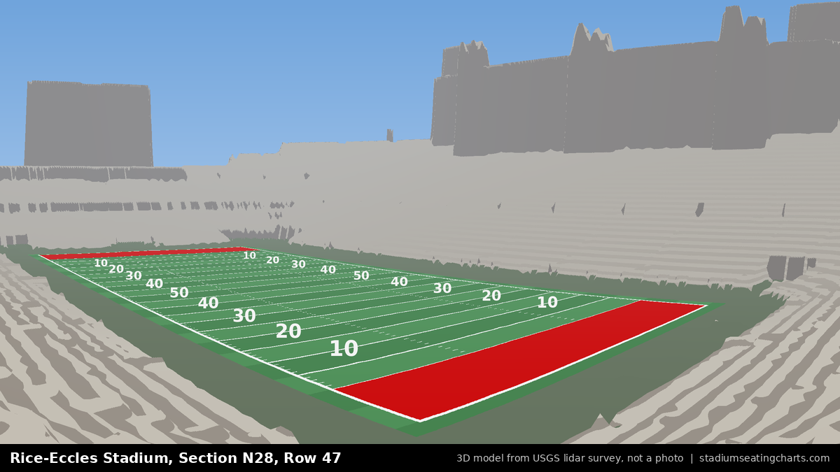 View from Rice-Eccles Stadium Section N28, Row 47, looking toward the field