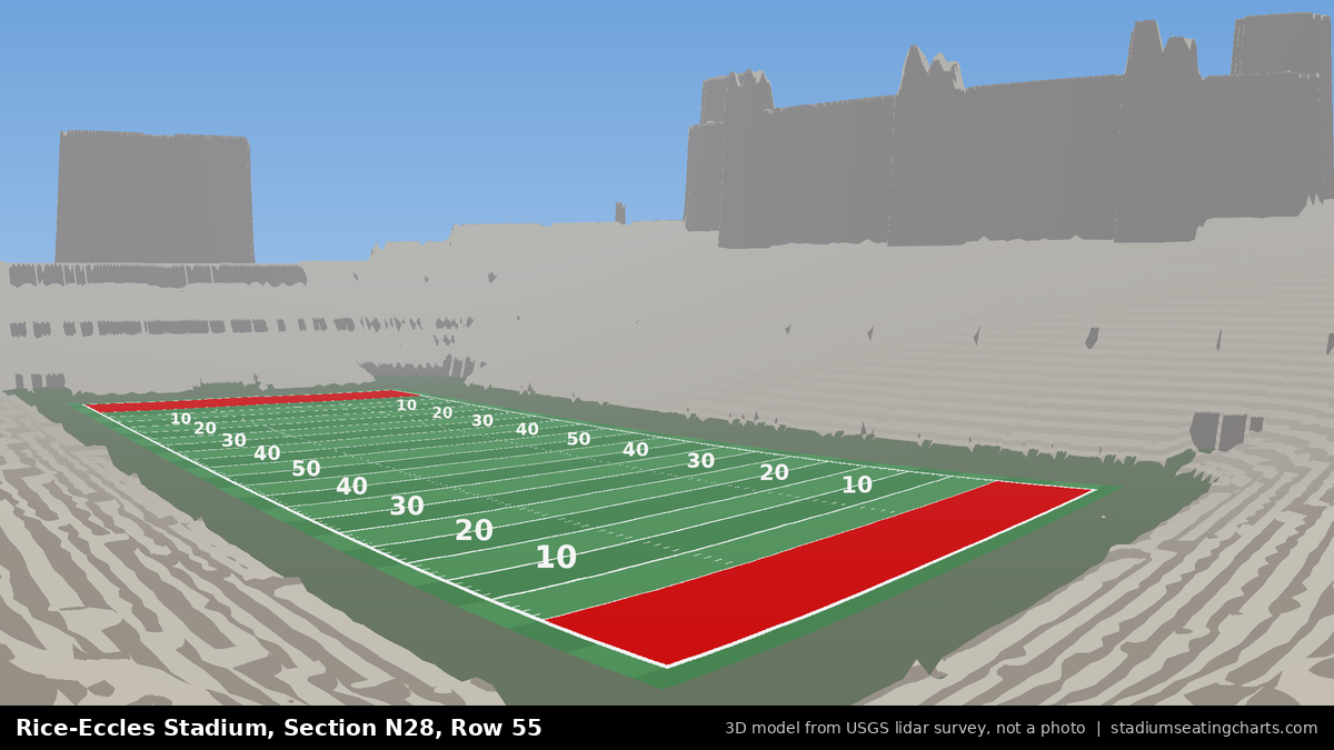 View from Rice-Eccles Stadium Section N28, Row 55, looking toward the field