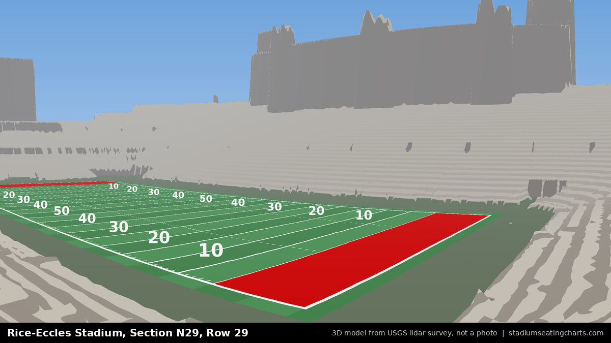 View from Rice-Eccles Stadium Section N29, Row 29, looking toward the field