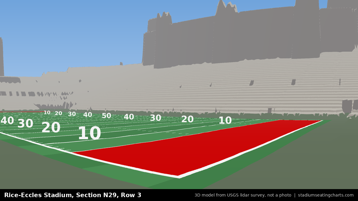 View from Rice-Eccles Stadium Section N29, Row 3, looking toward the field