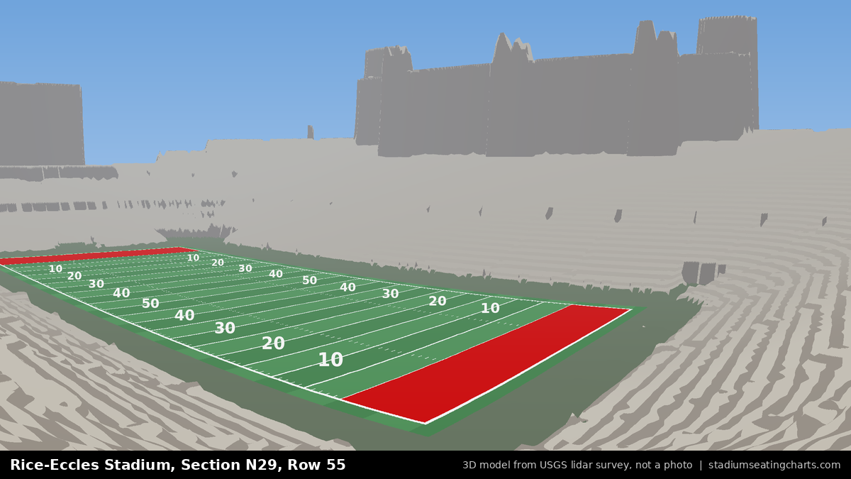 View from Rice-Eccles Stadium Section N29, Row 55, looking toward the field