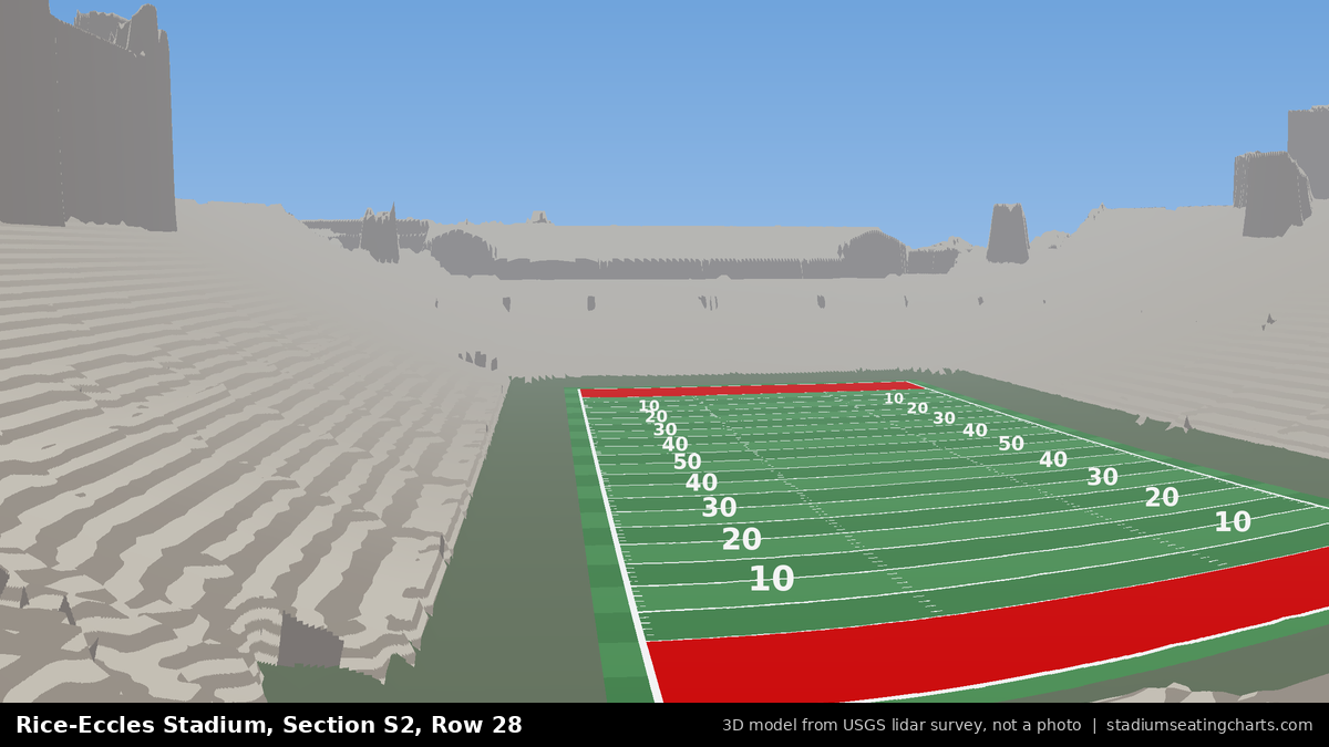 View from Rice-Eccles Stadium Section S2, Row 28, looking toward the field